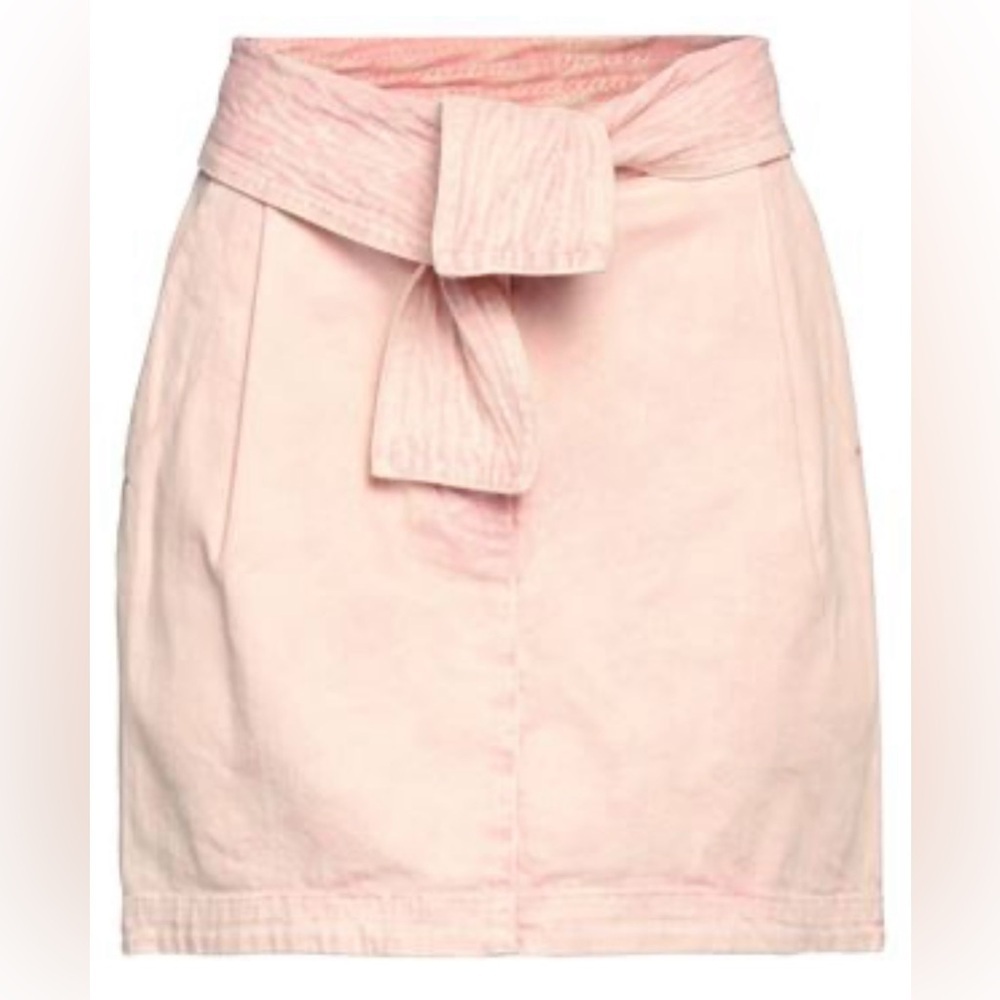 Ulla Johnson Pink Washed Denim Tie Dye Drew Mini Skirt